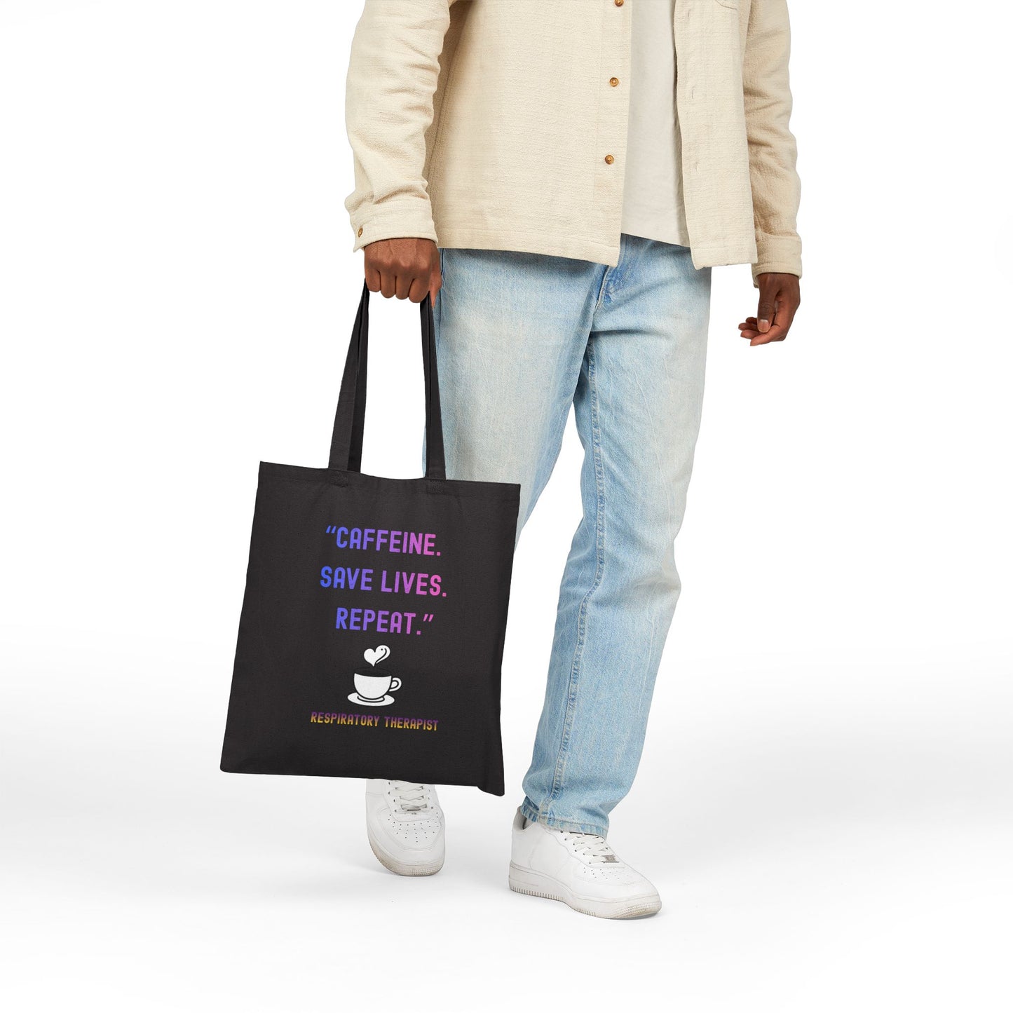 Tote Bag — “Caffeine. Save Lives. Repeat.”