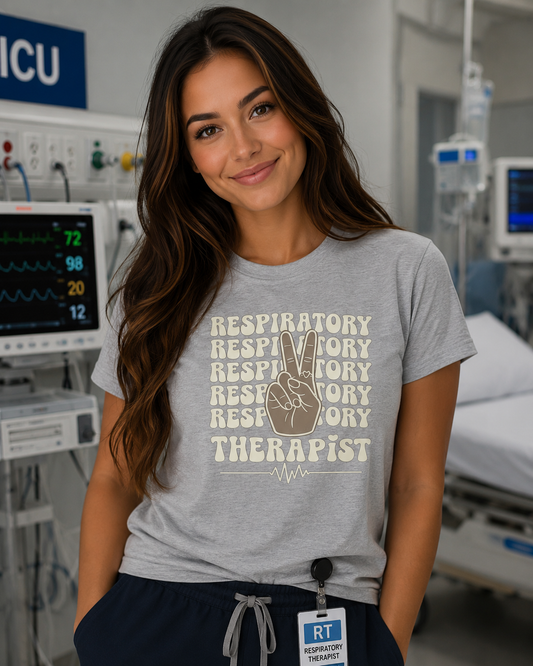 Women's Tshirt - "Respiratory Therapist with Peace Sign"